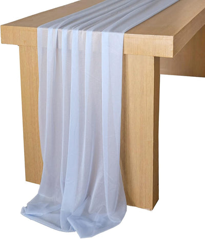 Lookein 10 Feet Champagne Chiffon Table Runner Sheer Wedding Table Cloth 29X120 Inches Rustic Wedding Decorations French Chiffon Table Runner