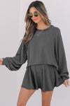 Corded Top and Ruffle Mini Skirt Outfit Set-Reef Love
