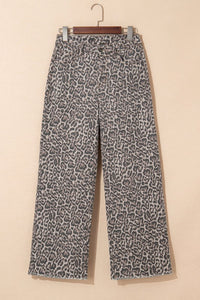 Leopard Frayed Edge Wide Leg Jeans-JUNIPER BLVD-Reef Love