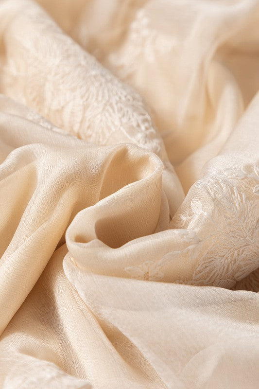 Embroidered Mesh Overlay Midi Skirt-Reef Love