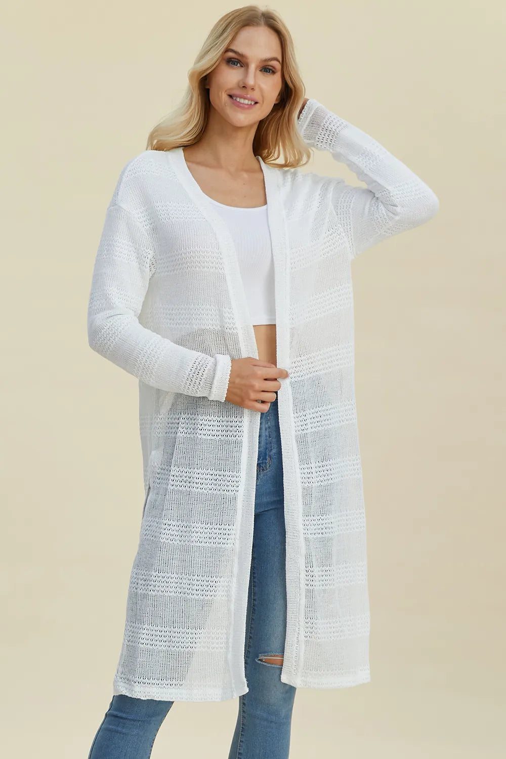 Lightweight Open Front Longline Cardigan-Double Take-Reef Love