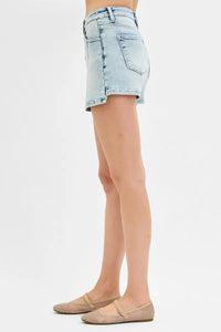RISEN High Rise Button Down Mini Skort-Reef Love