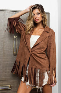 Fringe Suede Single Blazer