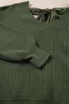 Bow Back Lantern Sleeve V-Neck Sweater-Reef Love