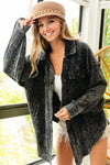 Vintage Charcoal Washed Wrinkle Gauze Shacket