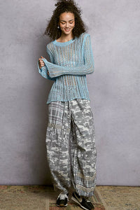 Openwork Knit Cover Up Top, Sky Blue-POL-Reef Love