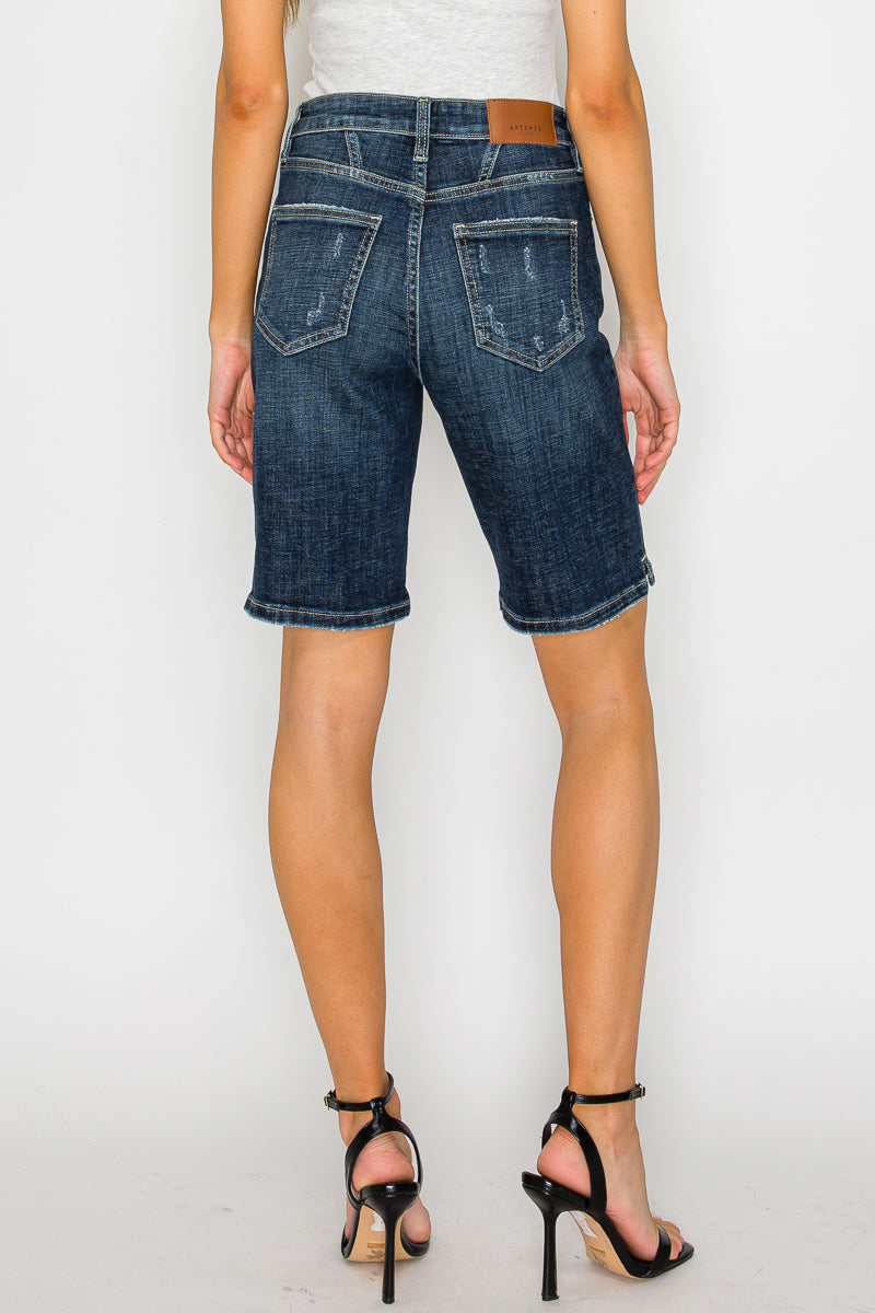 Celeste Dark Wash High Rise Bermuda Jeans-Bermuda Jean Shorts-Reef Love