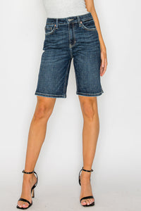 Celeste Dark Wash High Rise Bermuda Jeans-Bermuda Jean Shorts-Reef Love