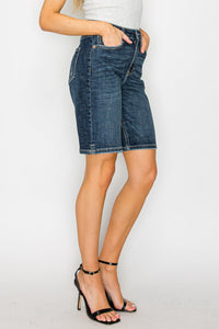 Celeste Dark Wash High Rise Bermuda Jeans-Bermuda Jean Shorts-Reef Love