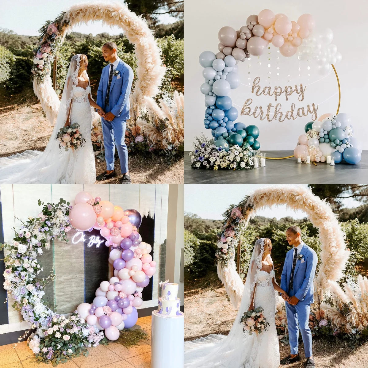 6.6FT Wedding Arch Circle Balloon Arch Frame round Backdrop Stand for Parties Birthday Wedding Balloon Garland Stand Valentines Decor White Wedding Arch for Ceremony