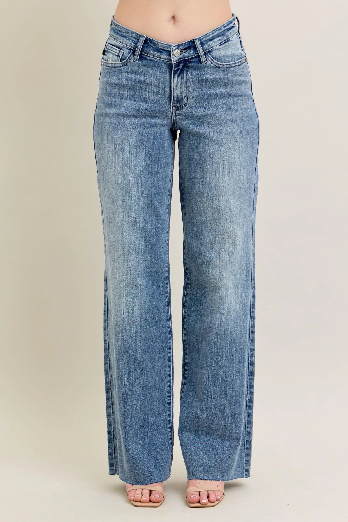 Judy Blue Full Size V - Front Wide-Leg Baggy Jeans