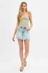 RISEN High Rise Button Down Mini Skort-Reef Love