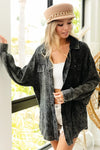 Vintage Charcoal Washed Wrinkle Gauze Shacket