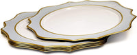 " OCCASIONS " 10 Pieces round 13'' round Acrylic Plastic Wedding Chargers, Dinner Party Decoration Charger Plates (Scalloped Dolphin Gray and Gold)