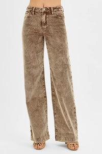 RISEN Mocha High Rise Wide Leg Corduroy Jeans