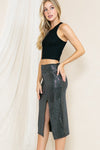 High Waist Sequin Midi Skirt