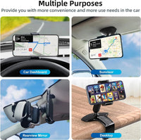 Universal 360 Dashboard Cell Phone Holder, Upgrade Clip Car Phone Holder Mount for Dashboard 360 Degree Rotation Dash Board Phone Mount Fit for Iphone,Samsung,Google,Nokia, 4 to 7" Smartphones