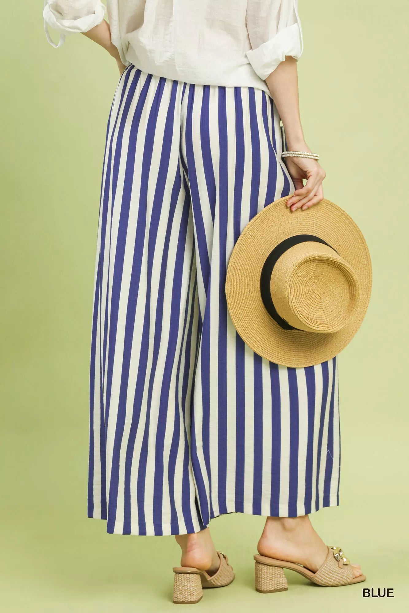 Nautical Stripe Wide Leg Pants-Umgee-Reef Love