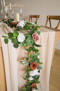 Lookein 10 Feet Champagne Chiffon Table Runner Sheer Wedding Table Cloth 29X120 Inches Rustic Wedding Decorations French Chiffon Table Runner