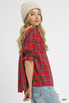 Festive Plaid V-Neck Blouse