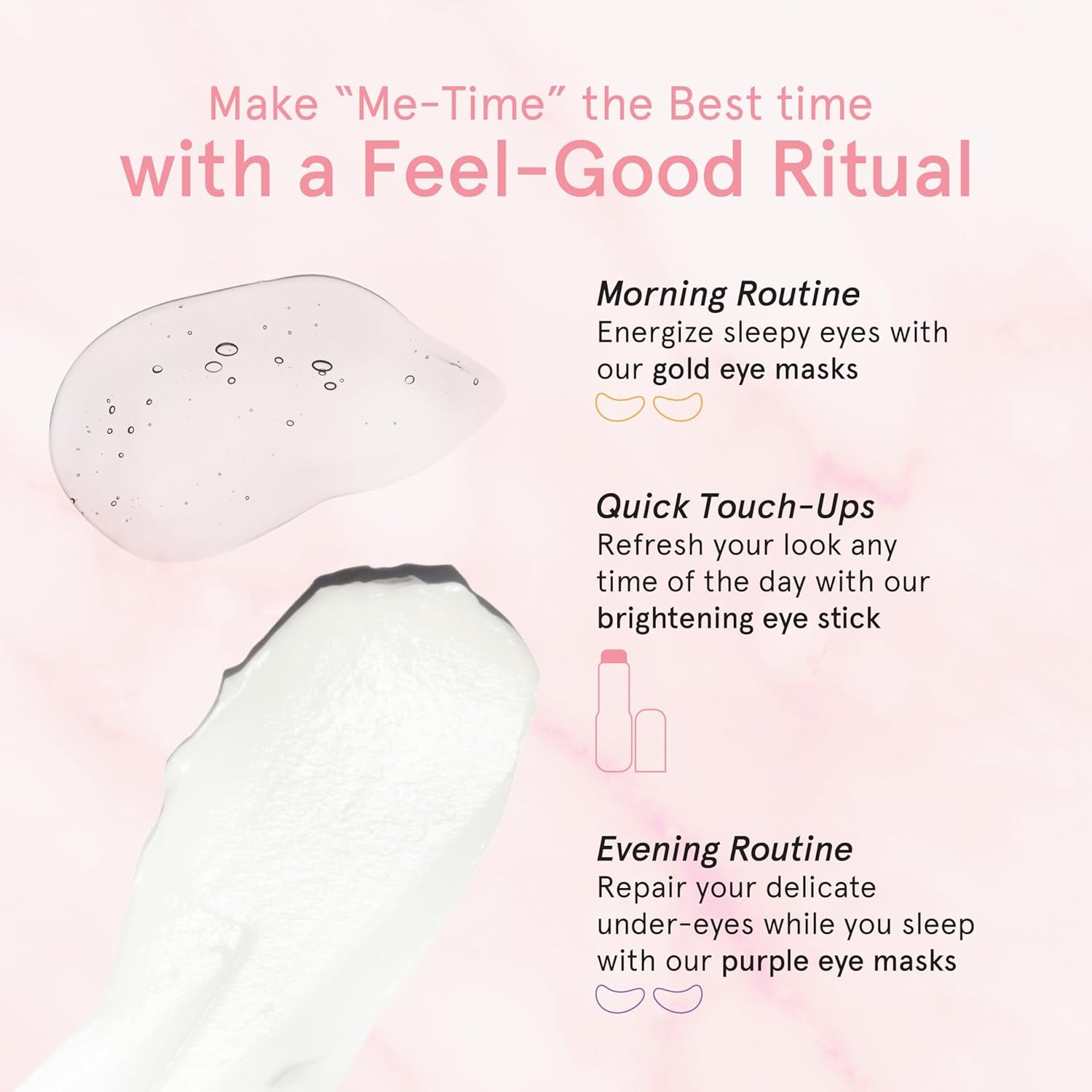 Woman wearing Grace & Stella Caffeine Under Eye Brightener Balm Stick-De-puff + brighten tired eyes with this caffeine-infused under eye balm stick. Hydrating, vegan, compact—your skincare essential on the go.