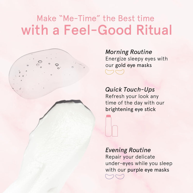 Woman wearing Grace & Stella Caffeine Under Eye Brightener Balm Stick-De-puff + brighten tired eyes with this caffeine-infused under eye balm stick. Hydrating, vegan, compact—your skincare essential on the go.