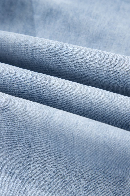 Denim Raw Hem Drawstring Wide Leg Cropped Jeans-JUNIPER BLVD-Reef Love