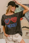 BiBi 4th Of July Theme Mineral Washed Laser Cut Top-T-Shirt-Reef Love
