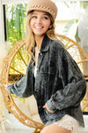 Vintage Charcoal Washed Wrinkle Gauze Shacket