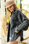Vintage Charcoal Washed Wrinkle Gauze Shacket