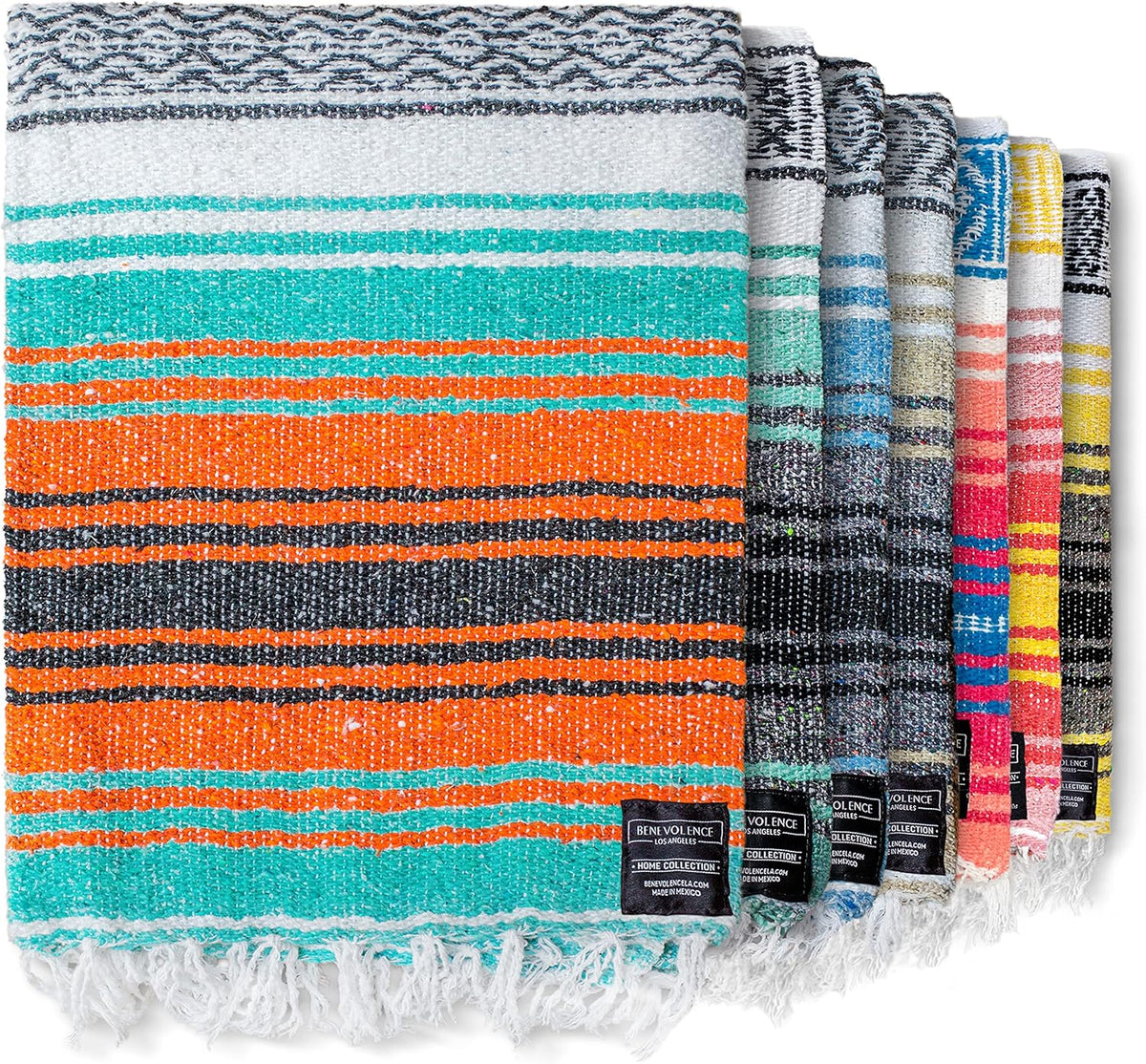 Authentic Handwoven Mexican Blanket | Yoga Blankets, Outdoor, Picnic, Beach, Camping | Equestrian Saddle | Serape 50X70 Inches - Orange, Pack of 1