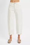 RISEN Winter White High Rise Barrel Cropped Jeans