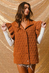 Quilting Knit Ruffle Sleeve Vest, Rust