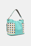 Women’s Three piece handbag set includes a Large Shoulder Bag, a Solid Bag, and a charming Heart Coin Pouch.