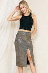 High Waist Sequin Midi Skirt