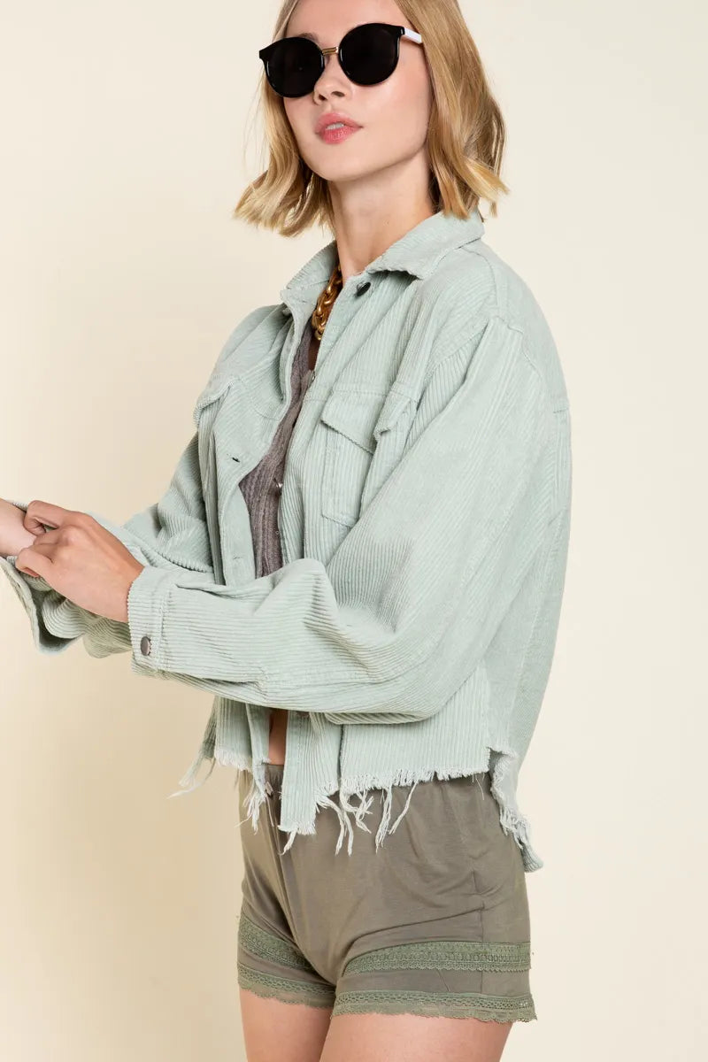 Shop POL Button Down Corduroy Trucker Jacket-available at Reef Love online boho-chic boutique
