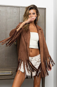 Fringe Suede Single Blazer