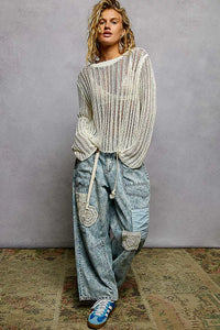 Openwork Knit Cover-Up Top-POL-Reef Love