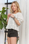 Smocked Puff Sleeve Peasant Blouse-Reef Love