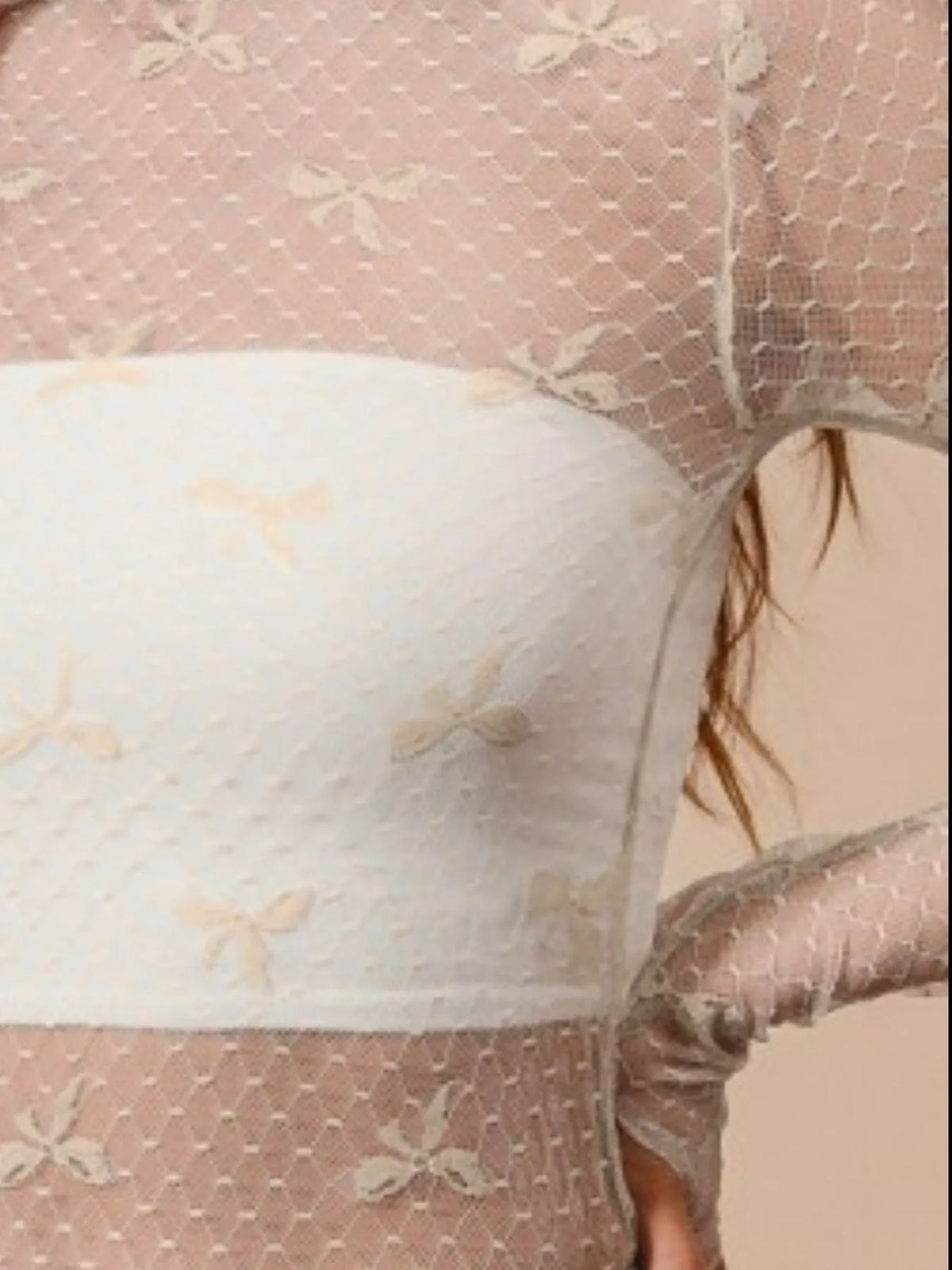 Shop SO ME Bow Ribbon Pattern Sheer Lace Top-available at Reef Love online boho-chic boutique