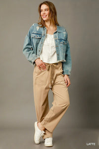 Cargo-Inspired Drawstring Pants-Stylish and comfortable cargo drawstring pants made from 100% cotton. Featuring multiple pockets and relaxed fit, your go-to for utility and everyday wear.-Reef Love Boutique