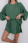 Corded Top and Ruffle Mini Skirt Outfit Set-Reef Love