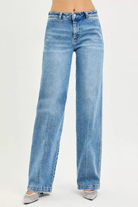 RISEN Slouchy Straight Leg Boyfriend Jeans, Medium Wash-RISEN-Reef Love