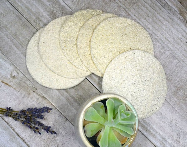Natural Loofah Facial Pads, 5-Pack