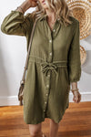 Harmony Textured Cotton Button-Up Shirt Dress