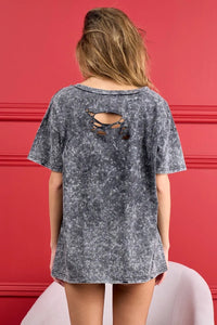 BiBi 4th Of July Theme Mineral Washed Laser Cut Top-T-Shirt-Reef Love