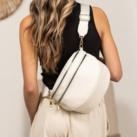 Sabrina Double Zip Leather Crescent Sling
