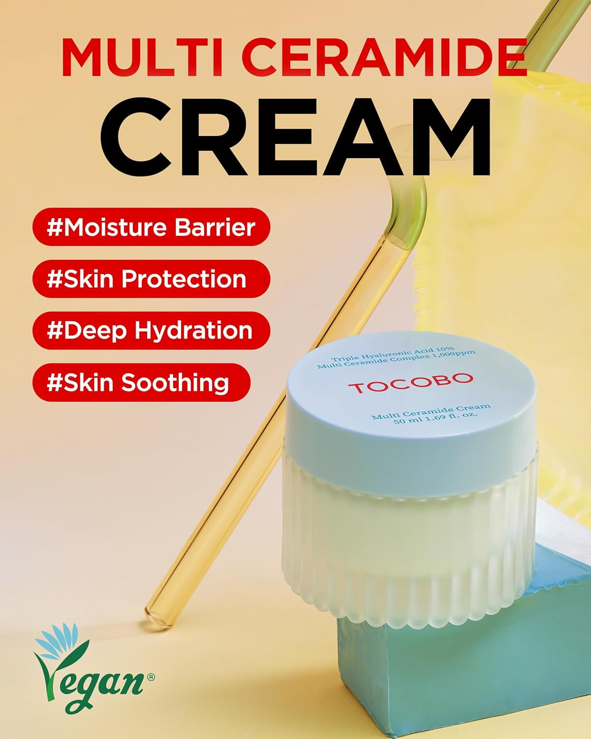 TOCOBO] Multi Ceramide Cream 1.7 Fl Oz / 50Ml | Moisture Cream, Ceramide Moisturizer, Korean Skin Care, Natural Ingredients, Sensitive Skin | Cruelty Free, Korean Vegan Cream, Mother'S Day Gift