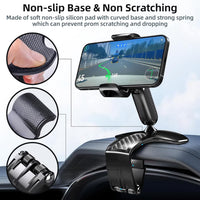 Universal 360 Dashboard Cell Phone Holder, Upgrade Clip Car Phone Holder Mount for Dashboard 360 Degree Rotation Dash Board Phone Mount Fit for Iphone,Samsung,Google,Nokia, 4 to 7" Smartphones