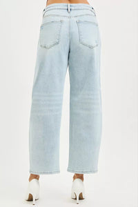 RISEN High Rise Crop Barrel Jeans, Light Wash-RISEN-Reef Love